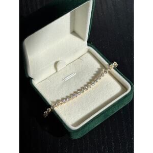 Wyxxl Sterling Silver 14K Gold Plated 2.5mm Round Cut Moissanite Tennis Bracelet